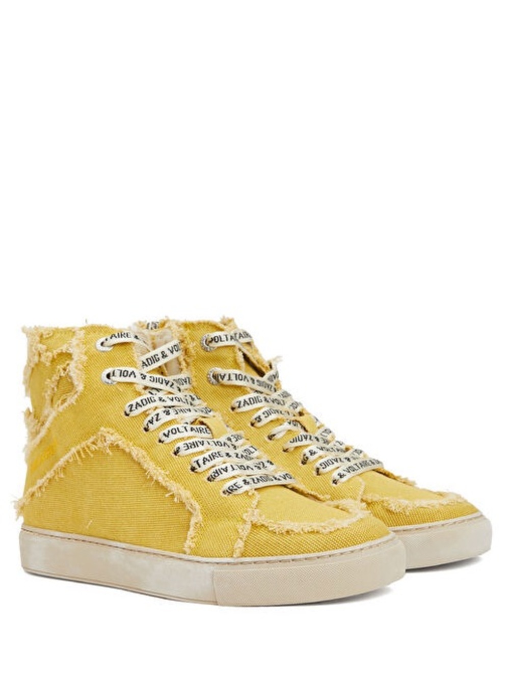 NIB Zadig and Voltaire High Flash Canvas Sneakers in Yellow, Size 40